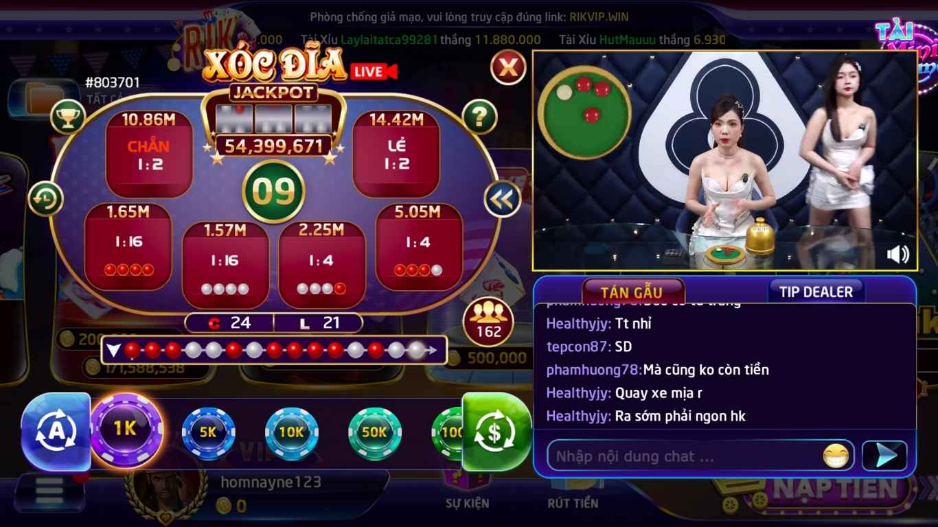Tổng quan game xóc đĩa live Rikvip